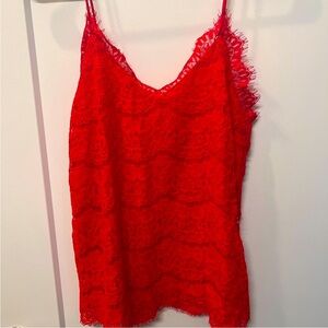 WOMENS MONTEAU RED LACE CAMISOLE SIZE MEDIUM